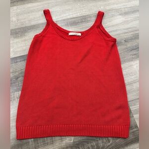Joan Vass Red Sleeveless Knit Top